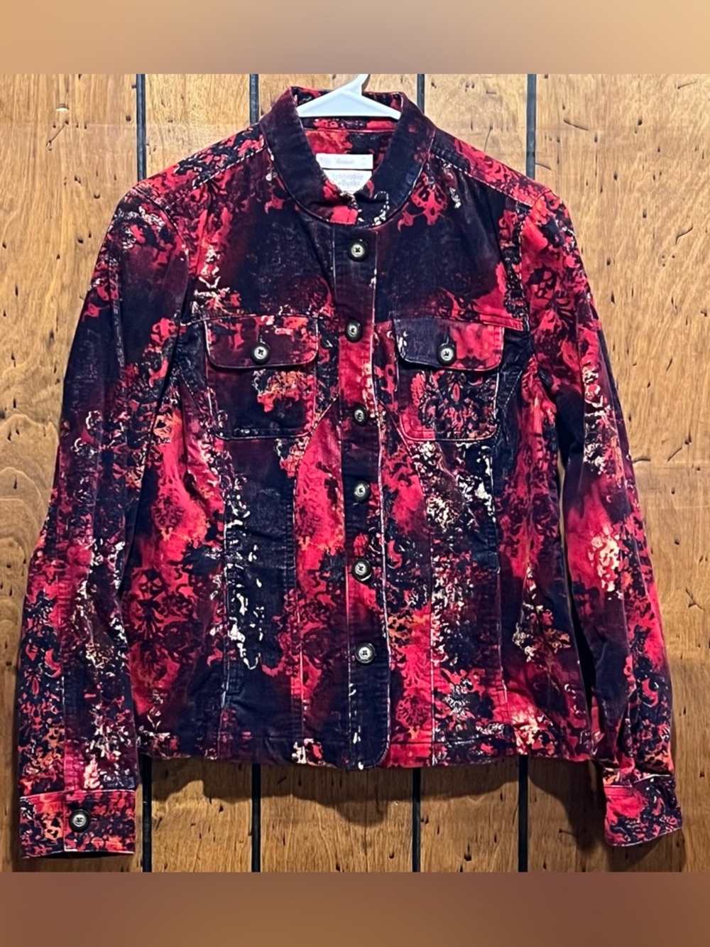 Christopher & Banks Red and Black Patterned Jacket Size S